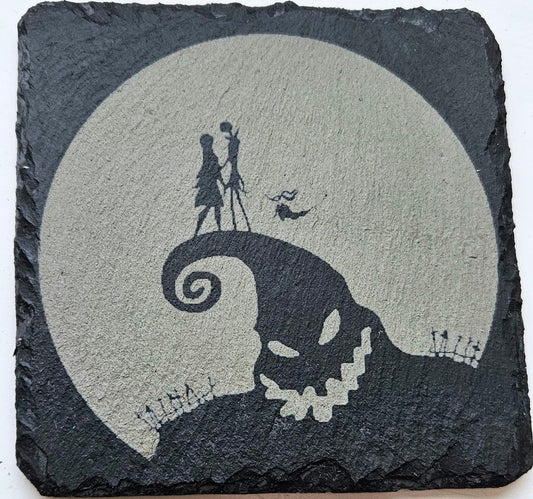 Nightmare Before christmas Slate Coaster/beer Mat, Jack Skeleton, oogie Boogie